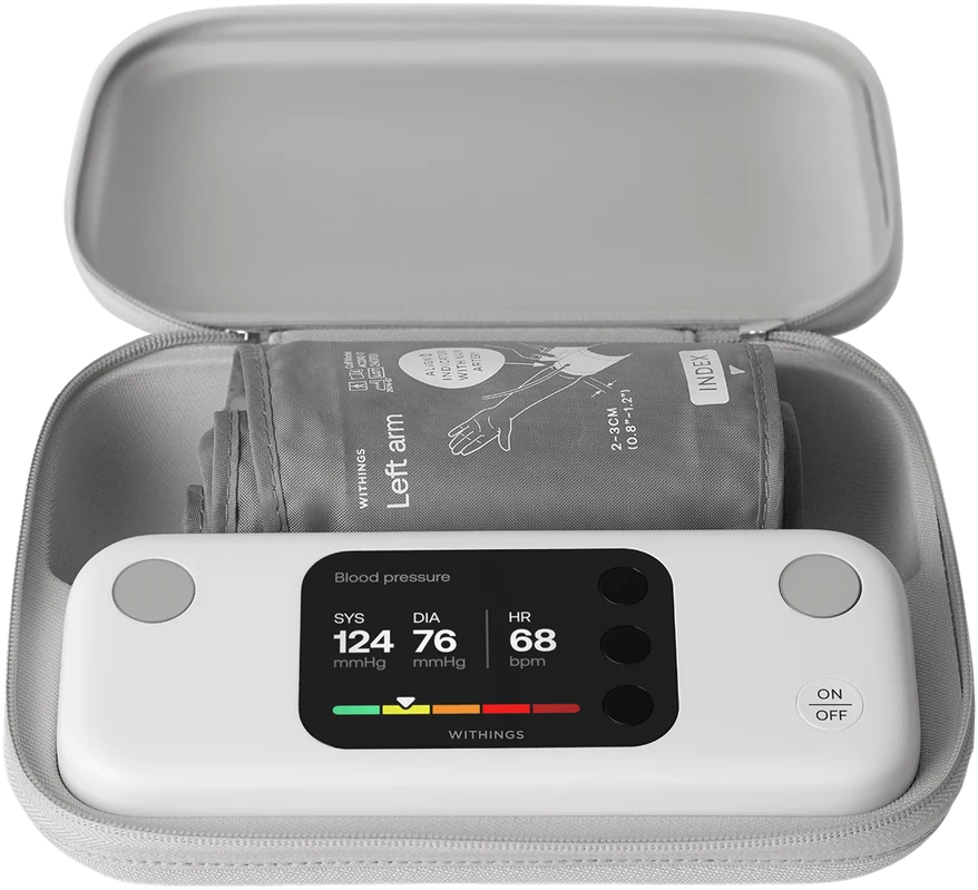Withings BPM Pro 2 and cuff in its carrying case